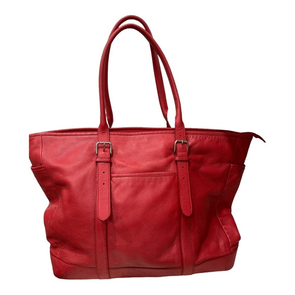 Levenger red leather large tote briefcase case - Picture 4 of 11